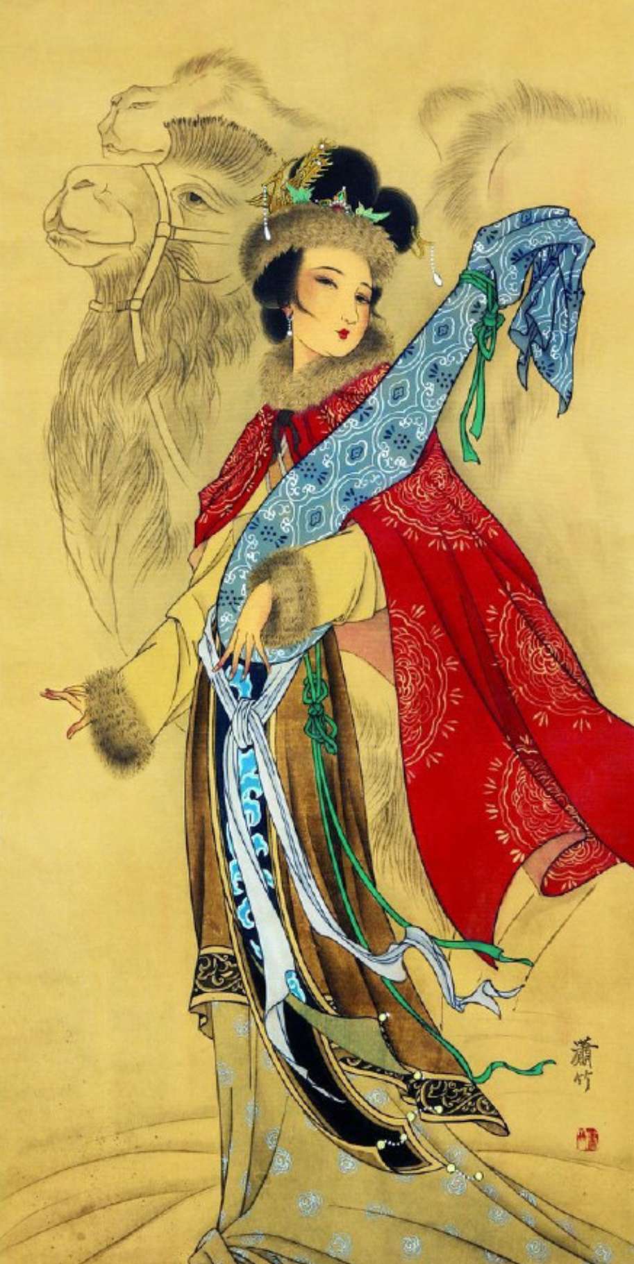 女画家萧竹工笔红楼仕女十二金钗及四大美女画作赏析